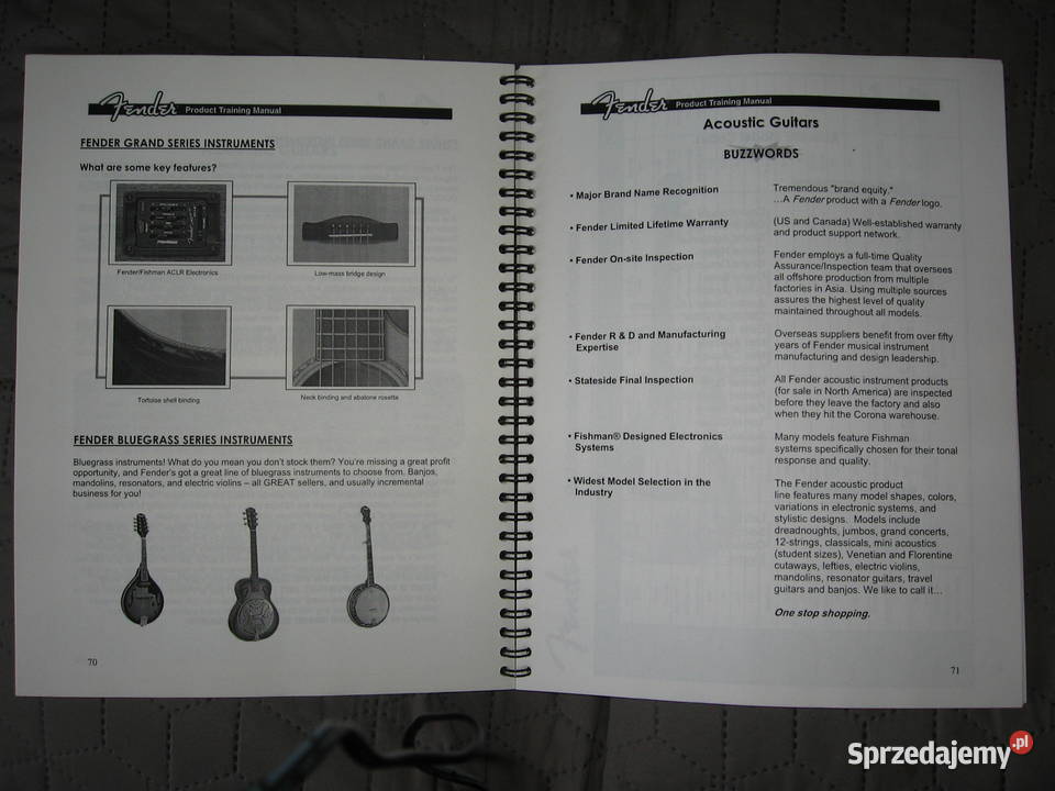 Fender Product Training Manual podręcznik Fender Gitary i akcesoria Kępice