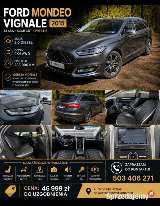 Mondeo Vignale 20D 4x4WD DUŻYM SERWISIE AWD Mondeo sprzedam