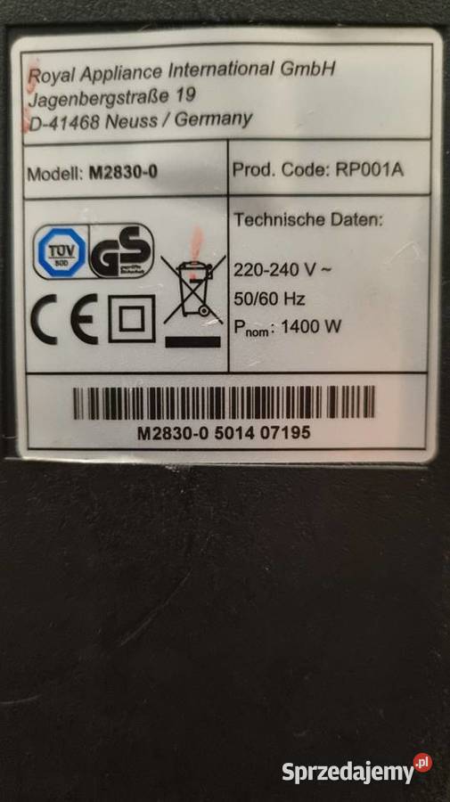 Odkurzacz Dirt Devil M28300 Kabel sieciowy nie Gliwice