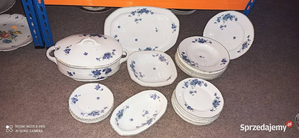 Serwis obiadowy Hutschenrouther Fiołki na białej Porcelana i szkło Gdańsk