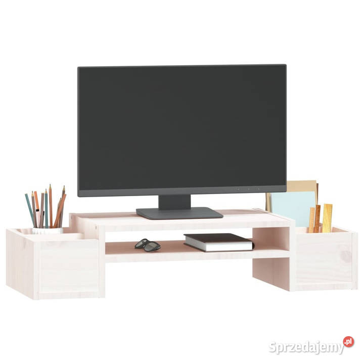 Podstawka na monitor biała 70x275x15 lite drewno Warszawa
