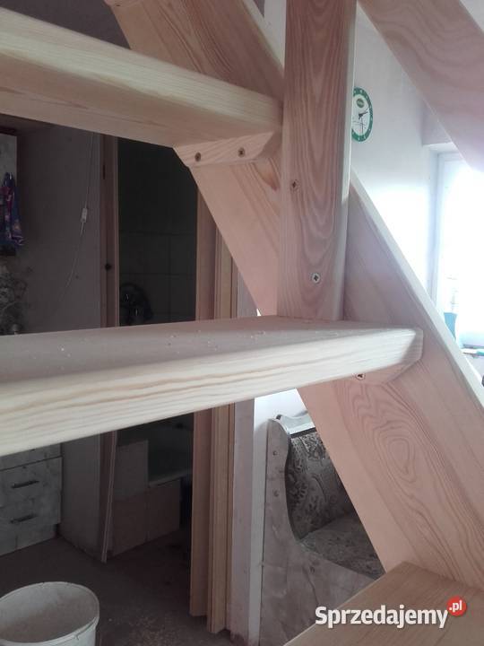 SCHODY SOSNA REGULOWANE MŁYNARSKIE DREWNIANE jednobiegowe  Łuków