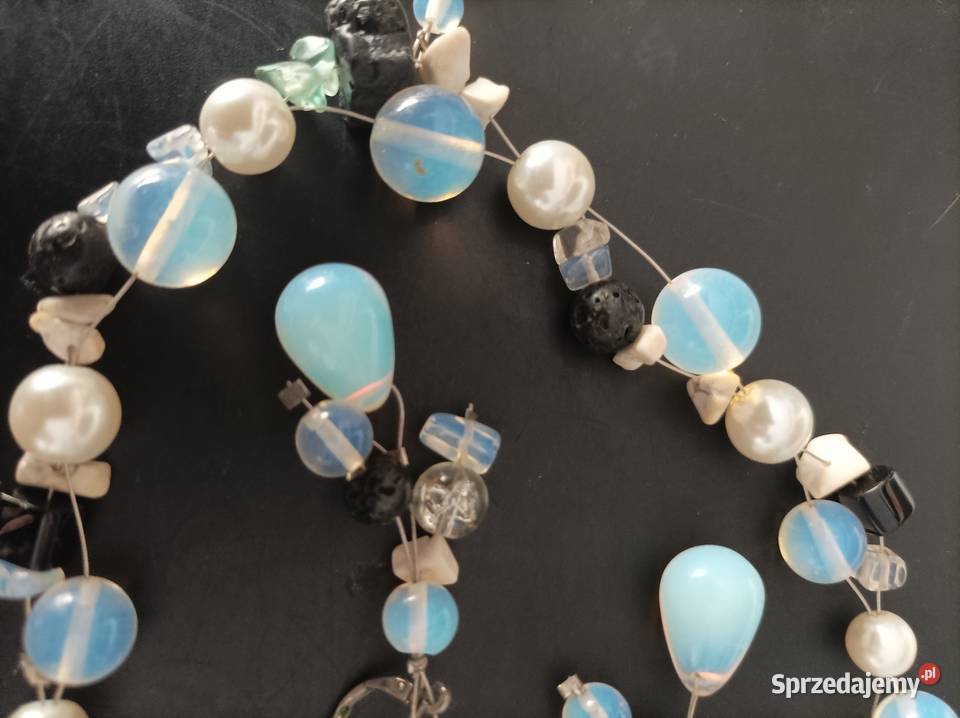 Komplet opale lawa szkło posrebrzane Częstochowa