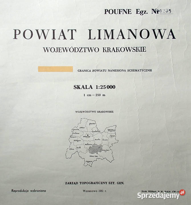 Mapa topograficzna pow limanowski 125 000 6 małopolskie Limanowa