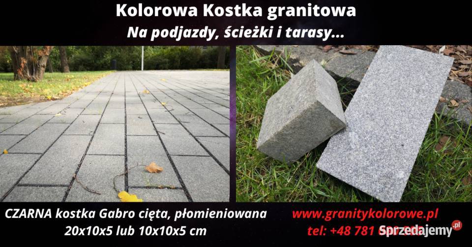 Kostka Granitowa Gabro CZARNA cięta 20x10x5 Białystok