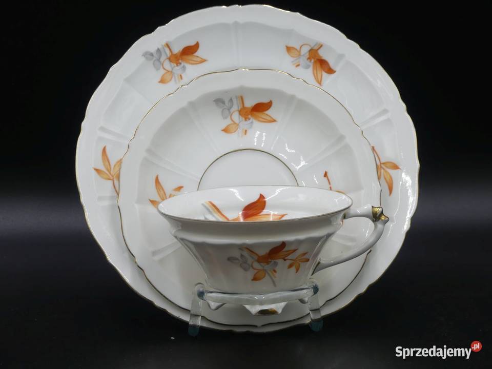 Komplet śniadaniowy Sorau Żary na nóżkach UNIKAT Porcelana i szkło Poznań