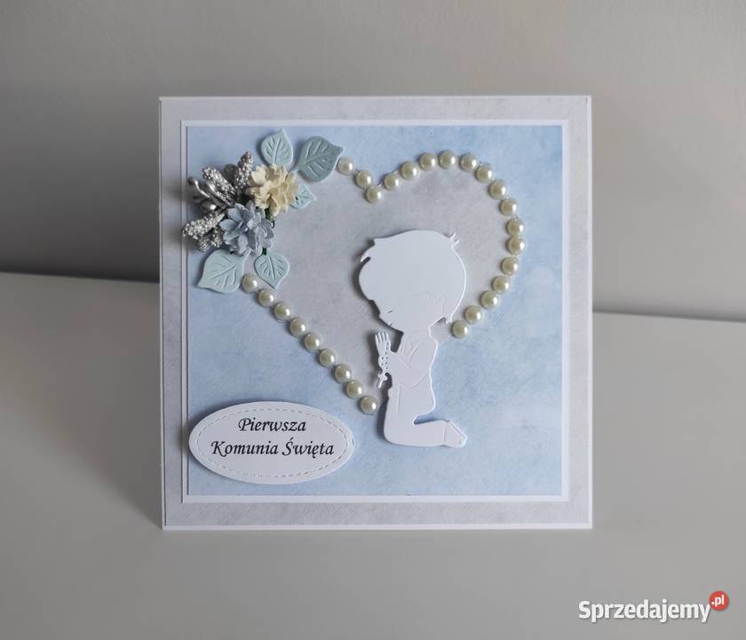 Kartka ręcznie robiona Komunia Święta handmade łódzkie Łódź