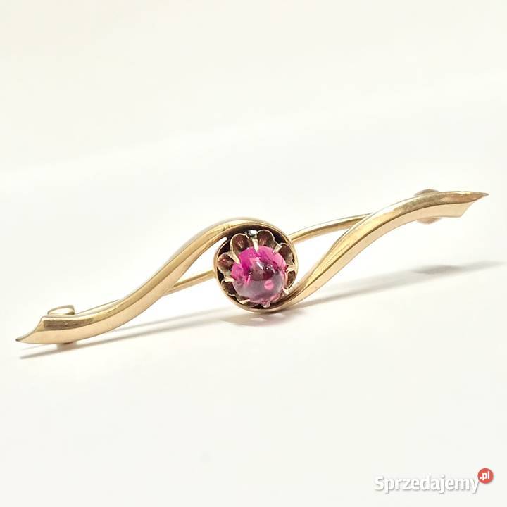 Złota BROSZKA 585 14K piękny AMETYST Art Dco złoto Warszawa