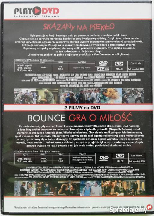 Skazany na piekło Bounce Gra o miłość 2 DVD akcja łódzkie Łódź