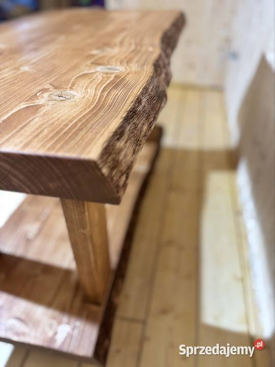 STOLIK KAWOWY Z PÓŁKĄ Z NATURALNYM OFLISEM