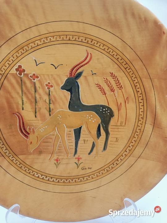 Talerz DREWNO DEKORACYJNY PATERA LUDOWY MALOWANE Zamość