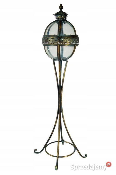 Metalowy lampion LATARNIA gięte szkło piękna wielkopolskie Gizałki