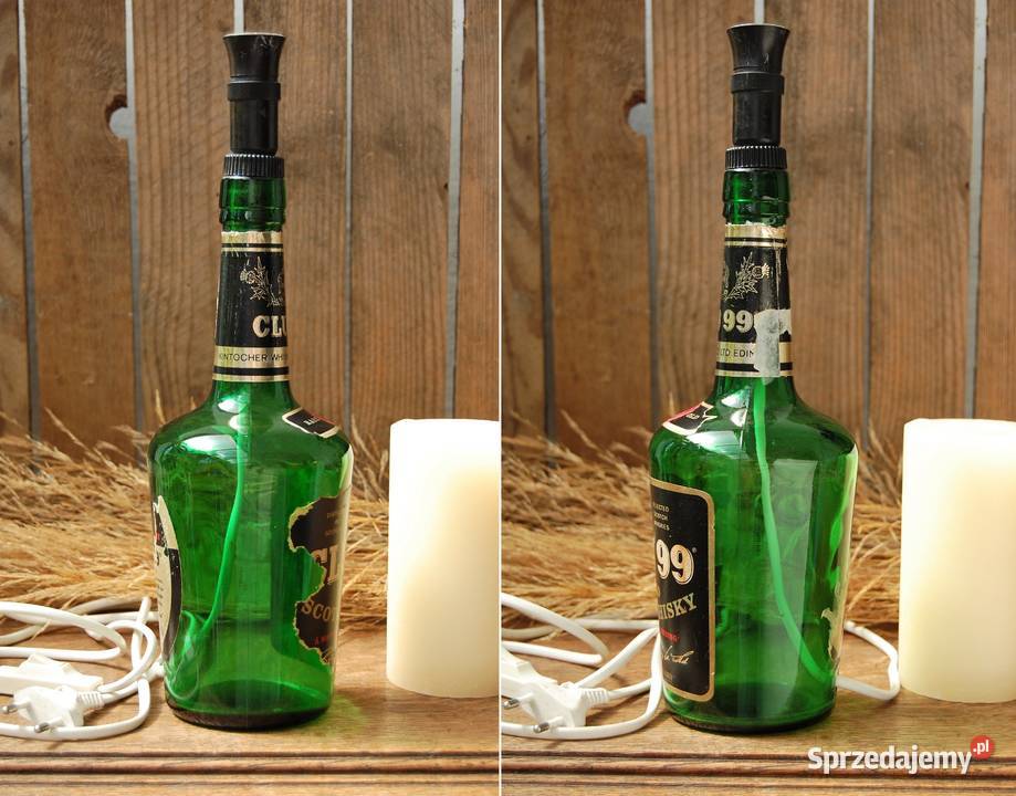 Lampa z butelki Whisky Club 99 stojąca vintage Lublin