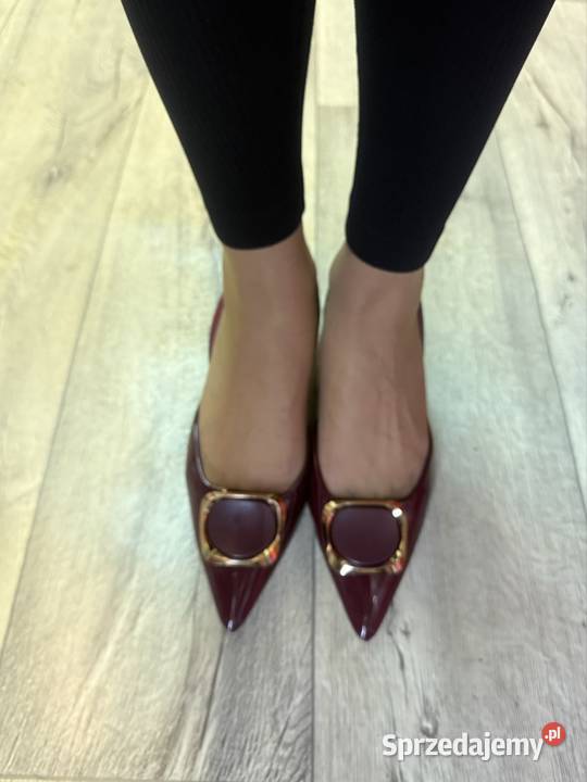 41 Bordowe czółenka wieczorowe z odkrytą Pięta Kraków sprzedam