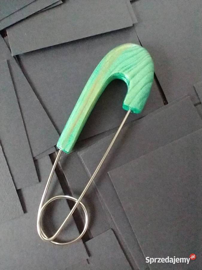 Turkusowa agrafka drewno rękodzieło Rękodzieło