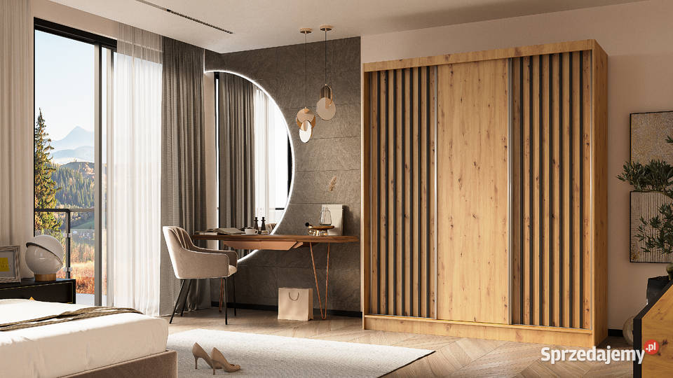 Duża szafa sypialniana 180 z lamelami 216cm Rybnik