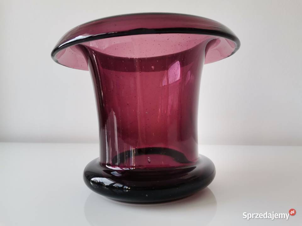 Stary fioletowy wazon forma szklana soczewka Katowice