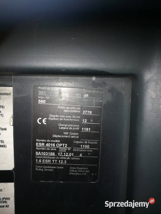 Wózek wysokiego składowania CROWN Biznes i Przemysł sprzedam