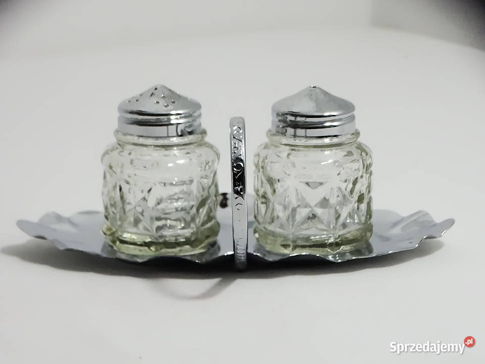 Zestaw przyprawników szkło metal elegancka taca Biłgoraj