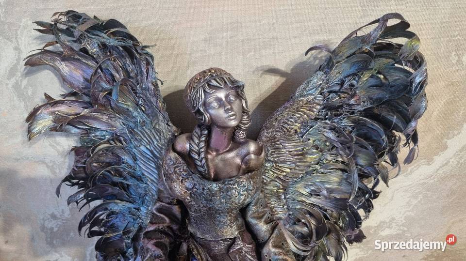 Piękny anioł ze skrzydłami z prawdziwych piór Zamość sprzedam
