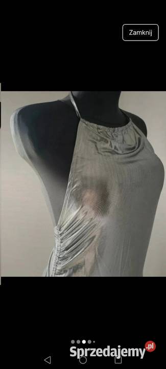 Elegancka sukienka srebna wyeksponowane plecy Rozmiar 36(S) Spódnice i sukienki