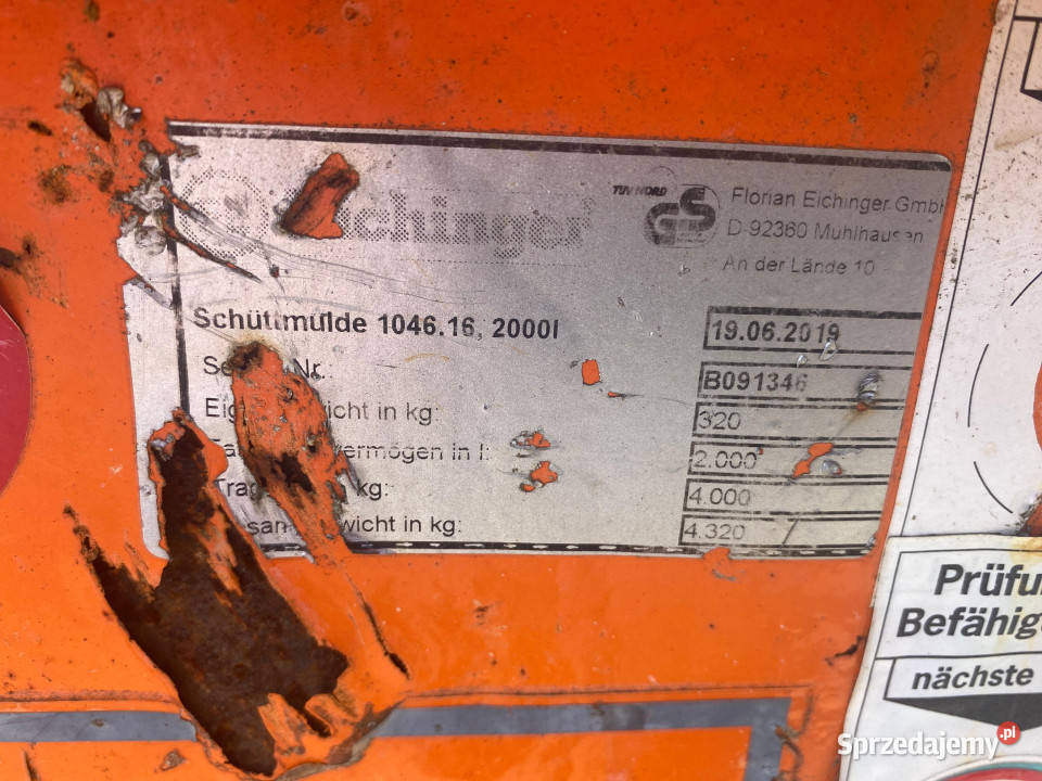 Kontener na GRUZ ZŁOM przemysłowy EICHINGER 2000 Ruda