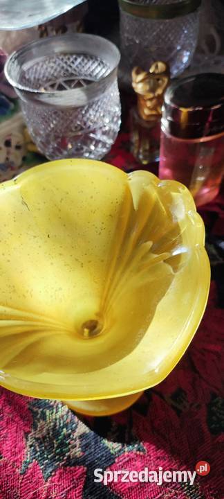 Duży puchar szkło kanelowane Wiedeń żółty Wrocław sprzedam