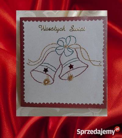 Kartki świąteczne własnoręcznie robione haft dolnośląskie Bolesławiec