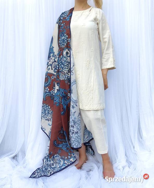Indyjska chusta dupatta szal oversize retro Szczecin