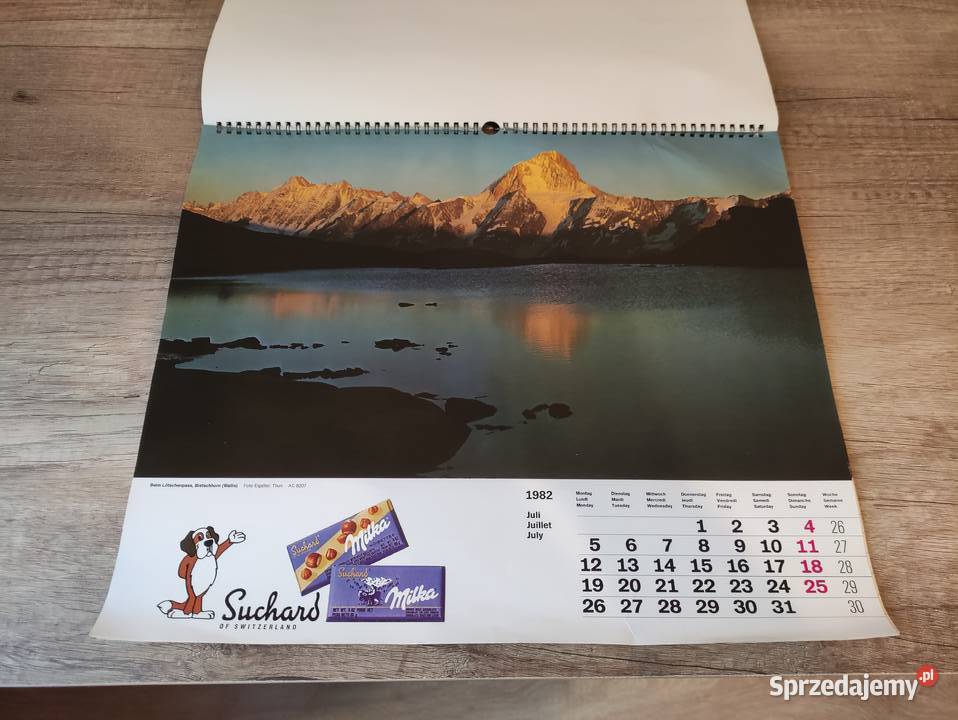 Zabytkowy kalendarz ścienny Milka 1982 r Suchard Rzeszów