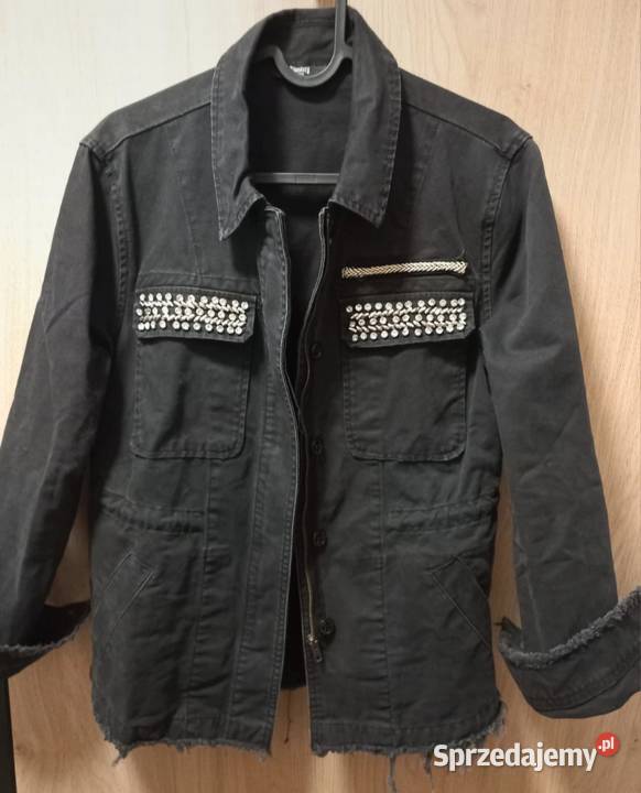 Kurtka jeans czarna zapinana suwak i guziki