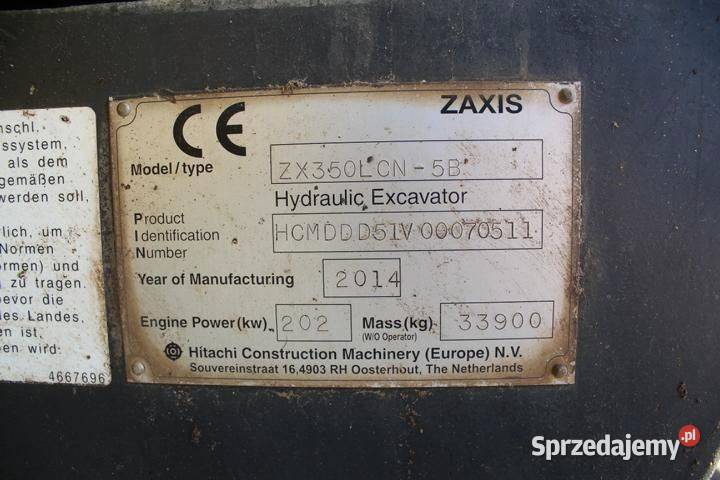 Koparka gasienicowa Hitachi ZX 350 LCN5B tez Gąsiennice mazowieckie