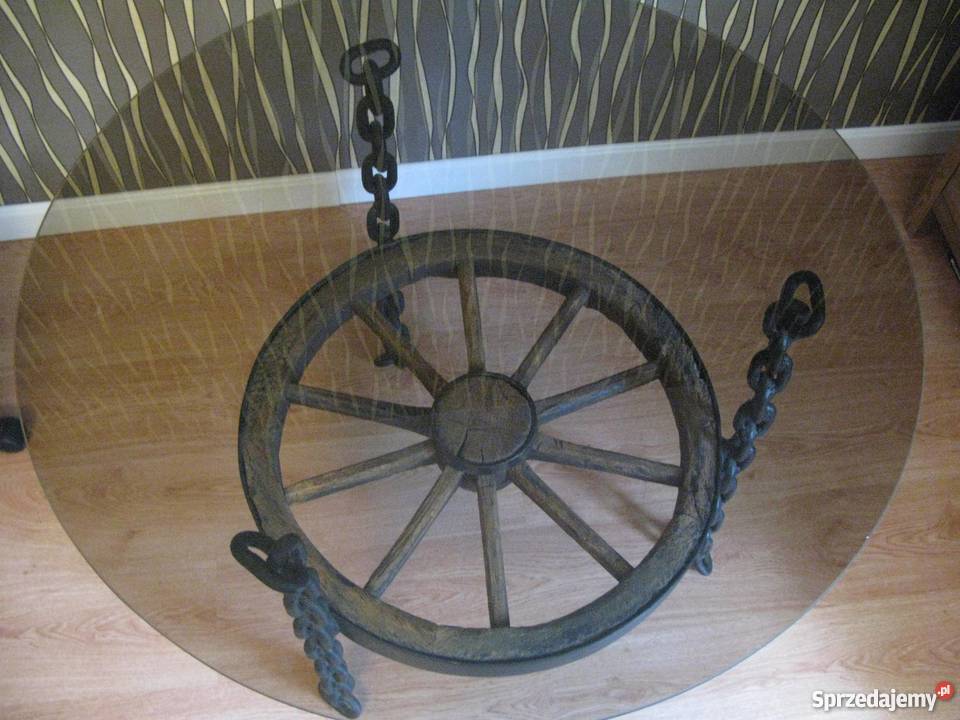 Ława kawowa szklana koło drewniane okrągła Bolesławiec