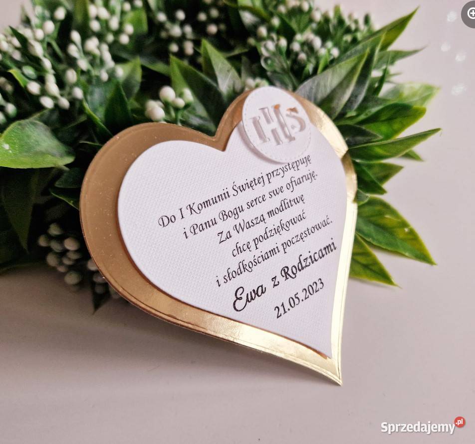 Etykiety na ciasto Karnety Podziękowanie Komunia Olesno sprzedam