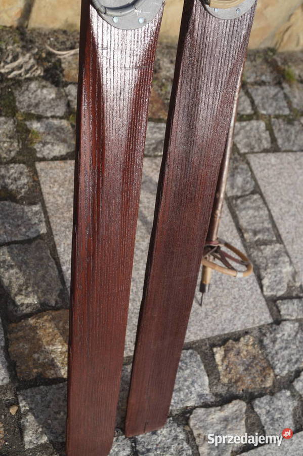 Stare narty jesionowe 198 kijki laskowe Pruchnik