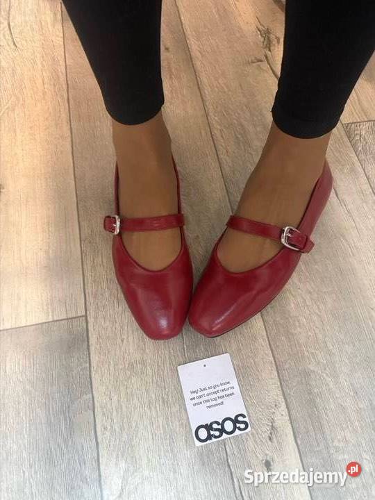 40 Asos Design Czerwone baleriny z zapięciem z Kraków