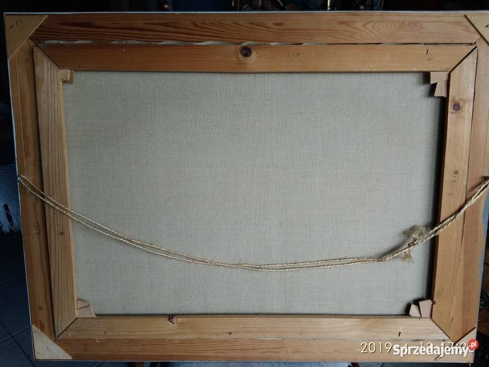 PARK Z JEZIOREM PEJZAŻ OLEJ NA PŁÓTNIE SYGNOWANY Warszawa