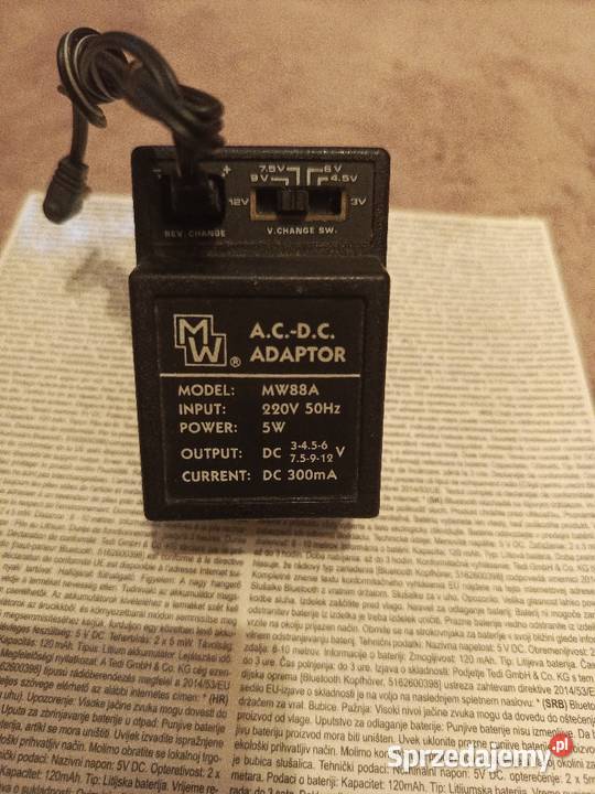 Zasilacz adapter AC DC model MW 88A Tychy