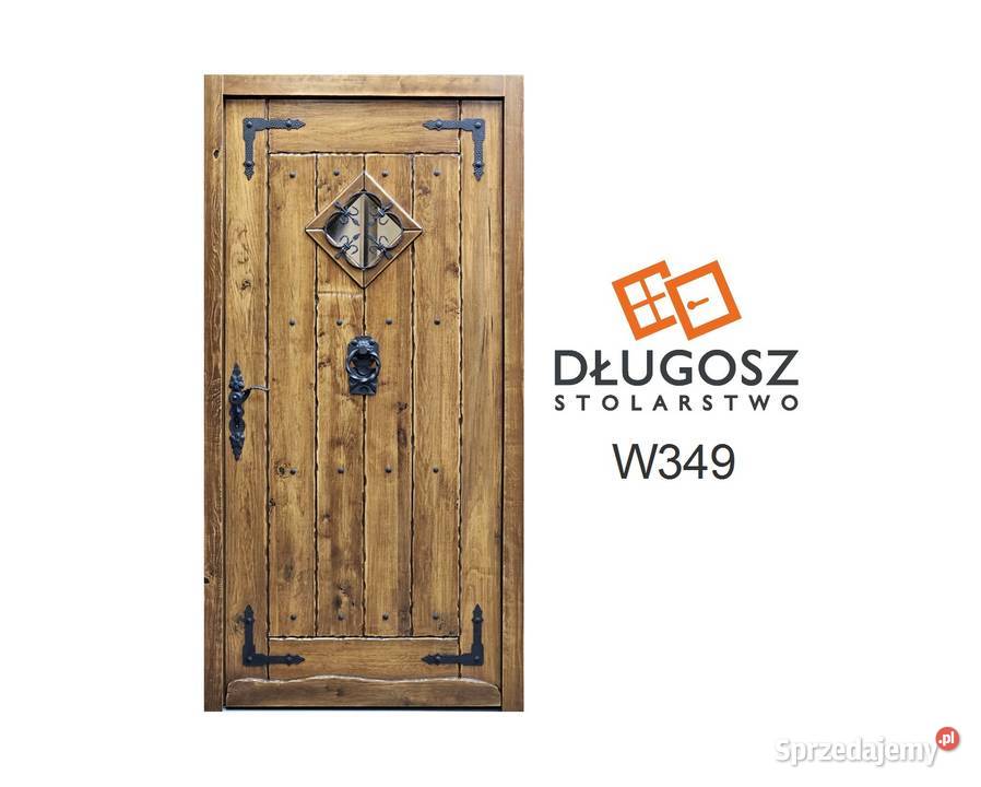 Drzwi DŁUGOSZ drewniane zewnętrzne góralskie Drzwi zewnętrzne Ostrów Wielkopolski
