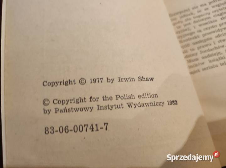 Pogoda bogaczy Irwin Shaw ISBN 8390434717 Kielce sprzedam