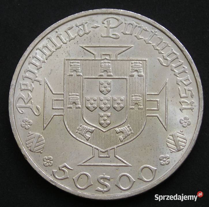 PORTUGALIA 50 ESCUDOS 1969 VASCO DA GAMA SREBRO Numizmatyka Łódź