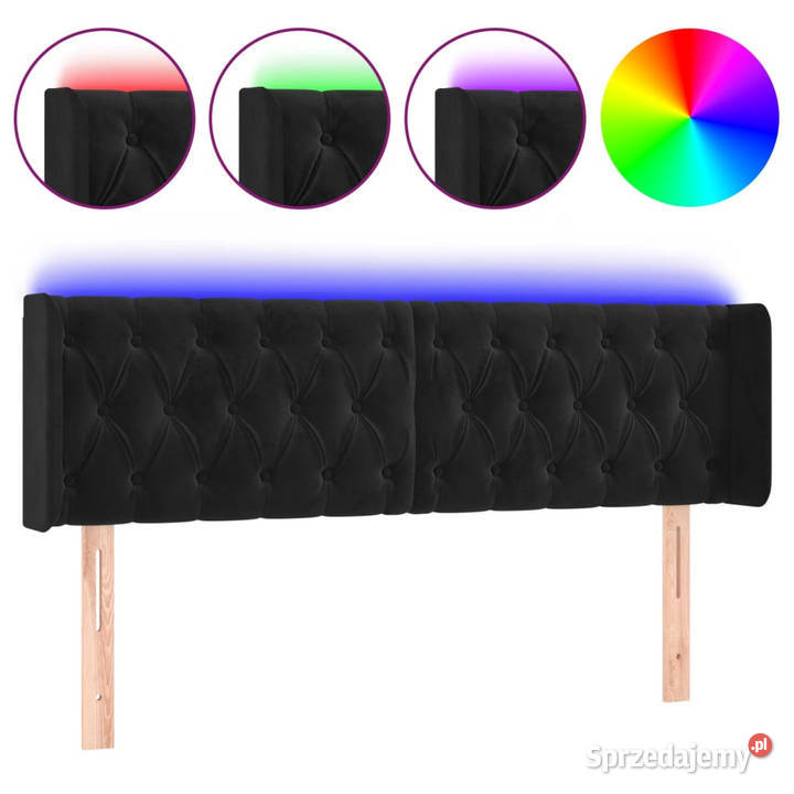 Zagłówek do łóżka z LED czarny 163x16x7888 Warszawa