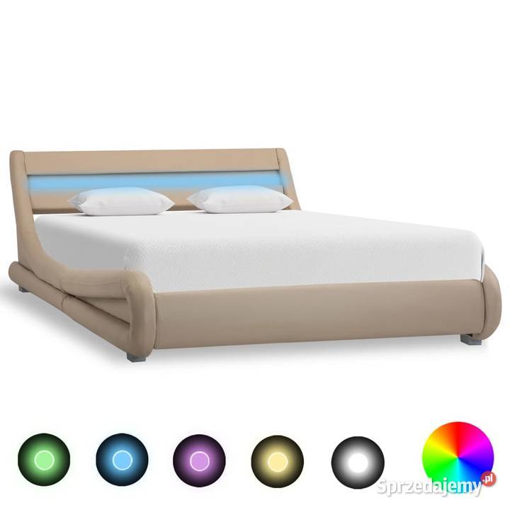 vidaXL Rama łóżka z LED, cappuccino, 285747