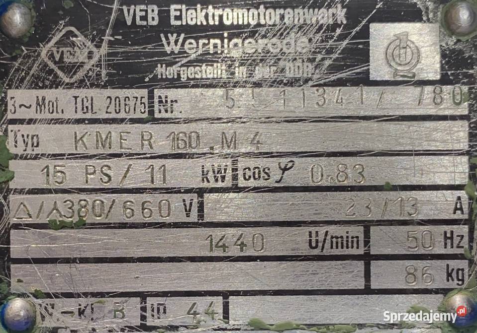 silnik elektryczny 11kW 1440obr 3fazowy VEM kujawsko-pomorskie Pigża