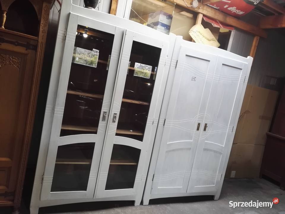 Biblioteka i Szafa bielone z pełnego drewna śląskie Kozy