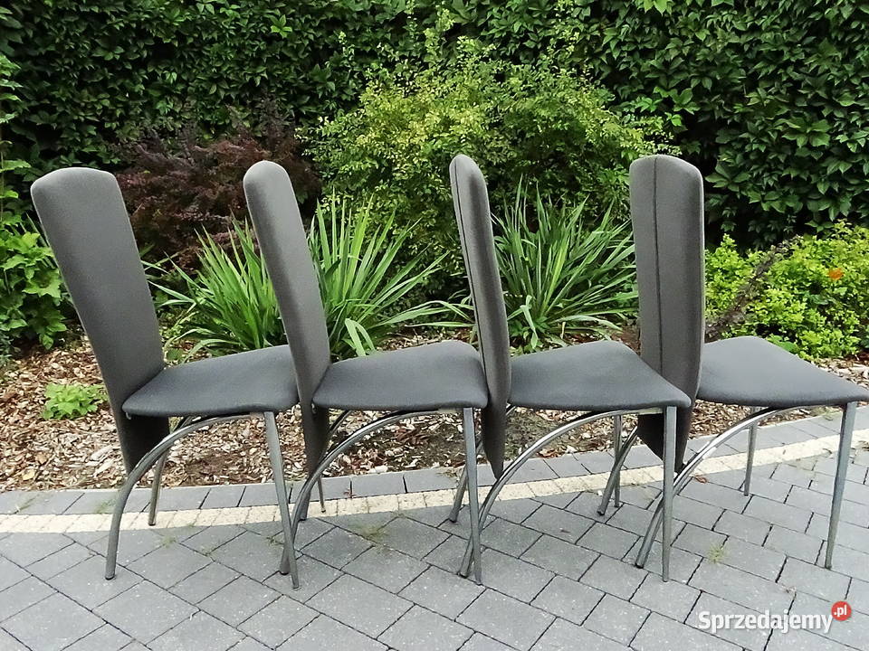 Krzesła 4 kolor grafit stal nierdzewna niklowana Biłgoraj