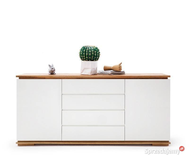 Chiara komoda szeroka biały lakier dąb olejowany Poznań