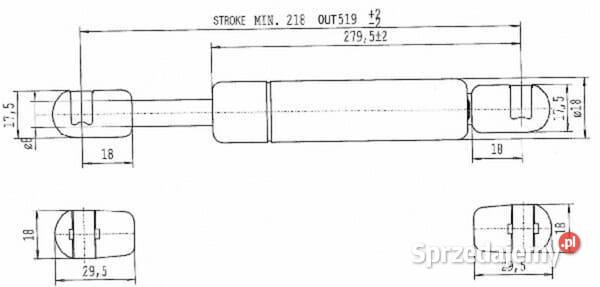 Sprężyna gazowa L519 mm 270N Stabilus CA666386 Kamionna