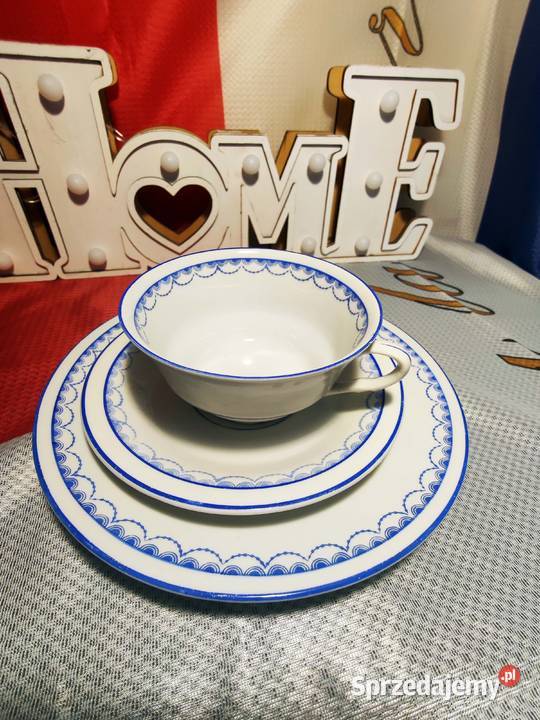 Trio porcelanowe PK DDR filiżanka 2 talerzyki Wrocław