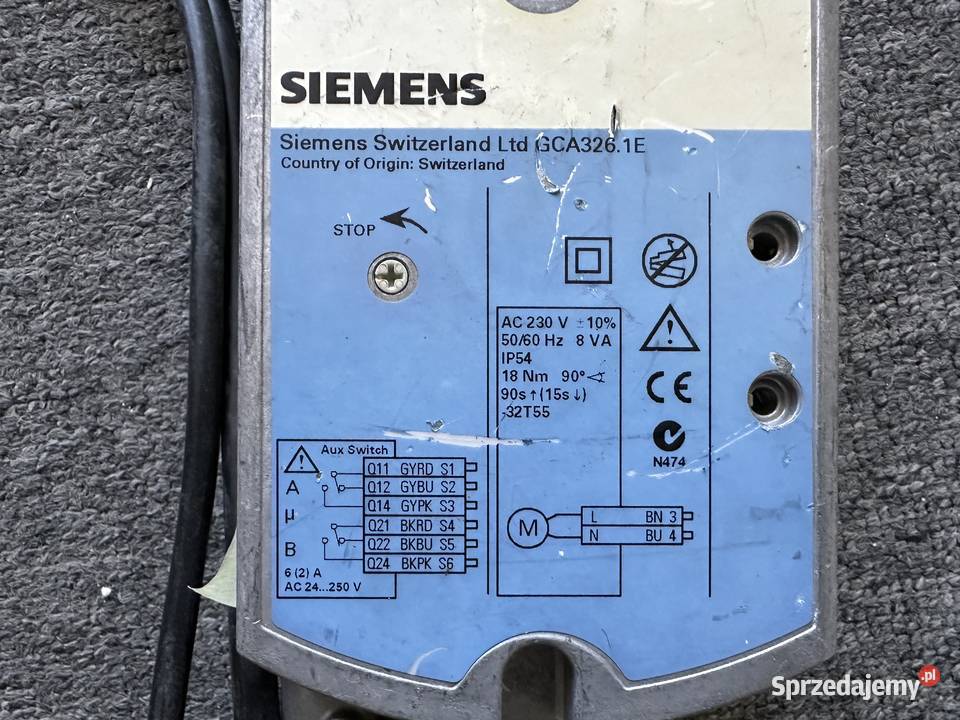 Siłownik obrotowy ze sprężyną GCA3261E Siemens Łódź